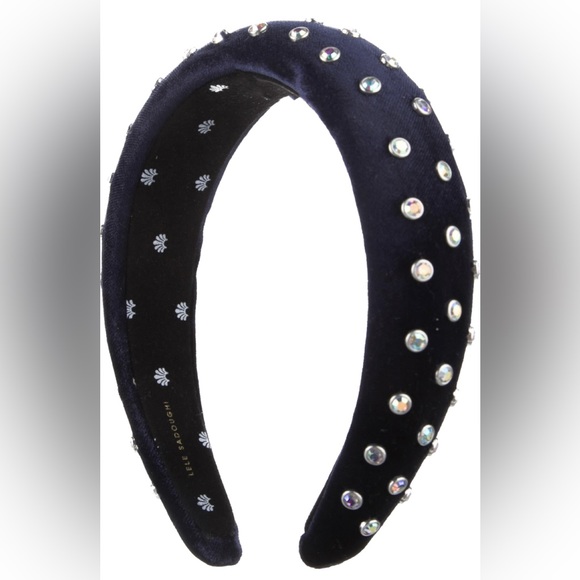 Lele Sadoughi Padded Navy Crystal Headband - Picture 2 of 3